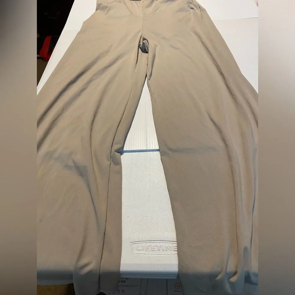 WEISSMAN elite Dance Costume tan beige jumpsuit Big Wide World 14636 SA adult